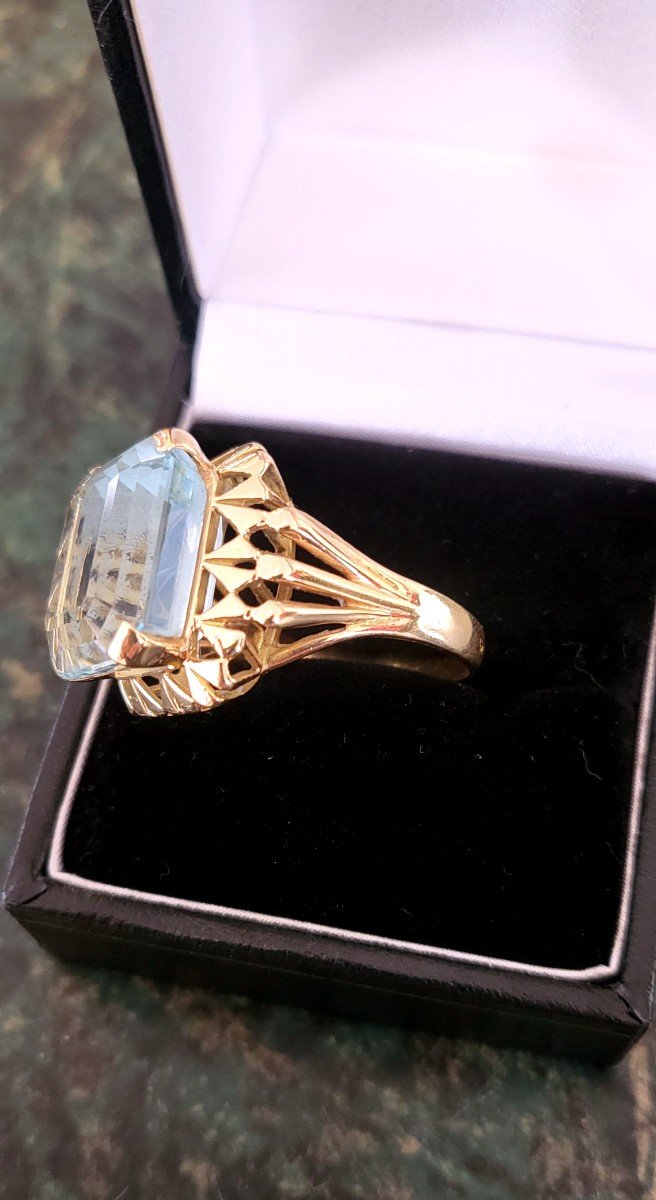 Vintage Cocktail Ring - Aquamarine In 18ct Gold -photo-4