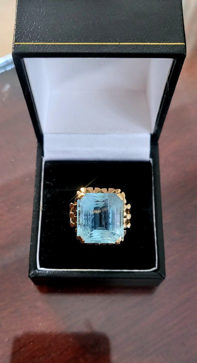 Vintage Cocktail Ring - Aquamarine In 18ct Gold -photo-1