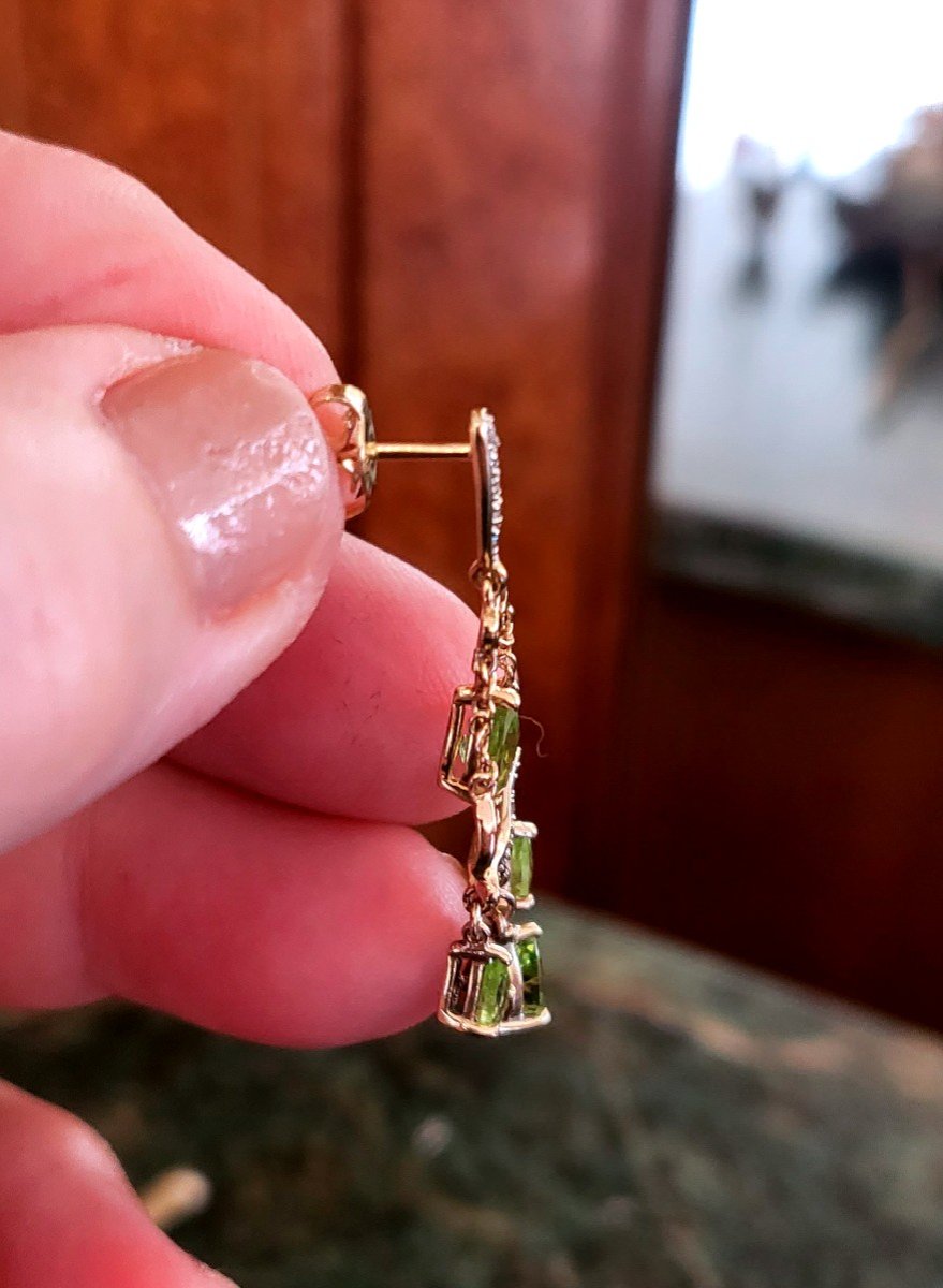 Peridot, Diamond Earrings In Gold-photo-1