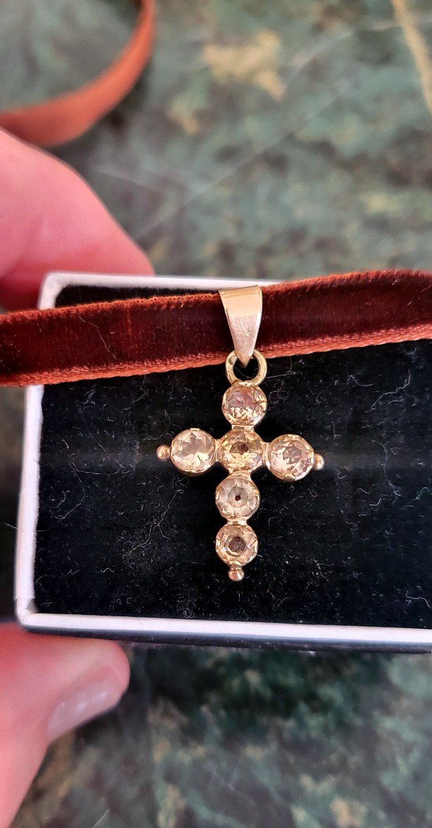 Empire Cross With Topaz Set In 18ct Gold (paillon)-photo-4