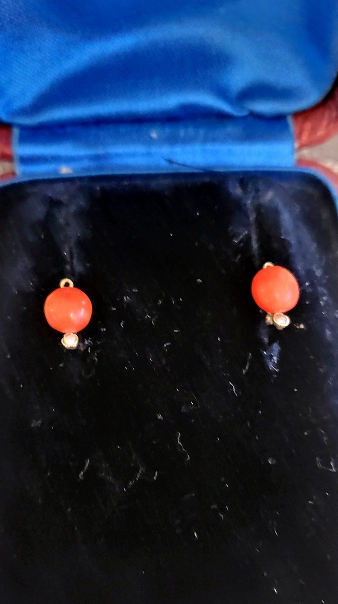 Napoleon 111 Coral And 18ct Gold Earrings -photo-4