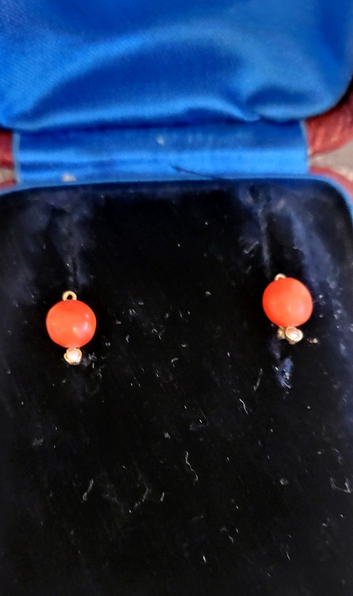 Napoleon 111 Coral And 18ct Gold Earrings -photo-3