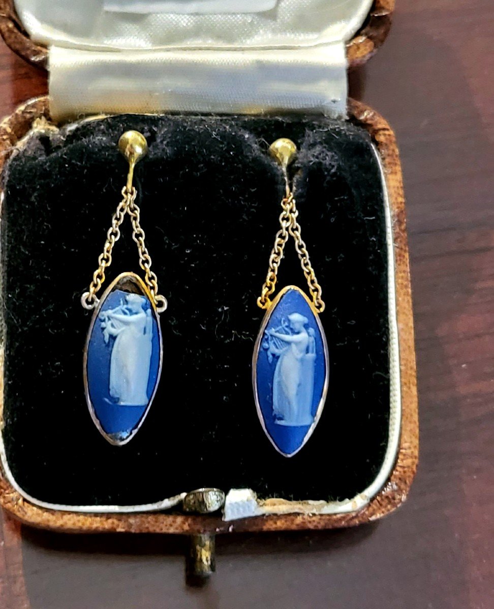 Antique Gold And Porcelain Earrings -photo-4