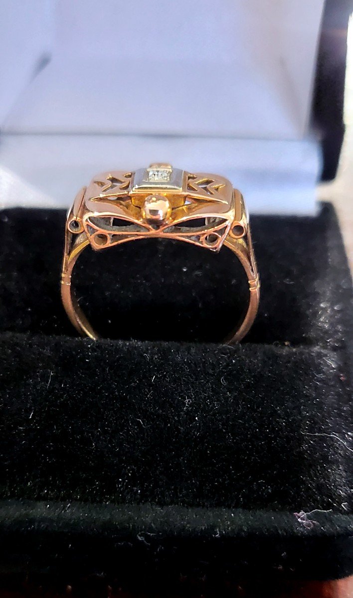 Art Deco Ring In 18ct Gold And Platinum -photo-2