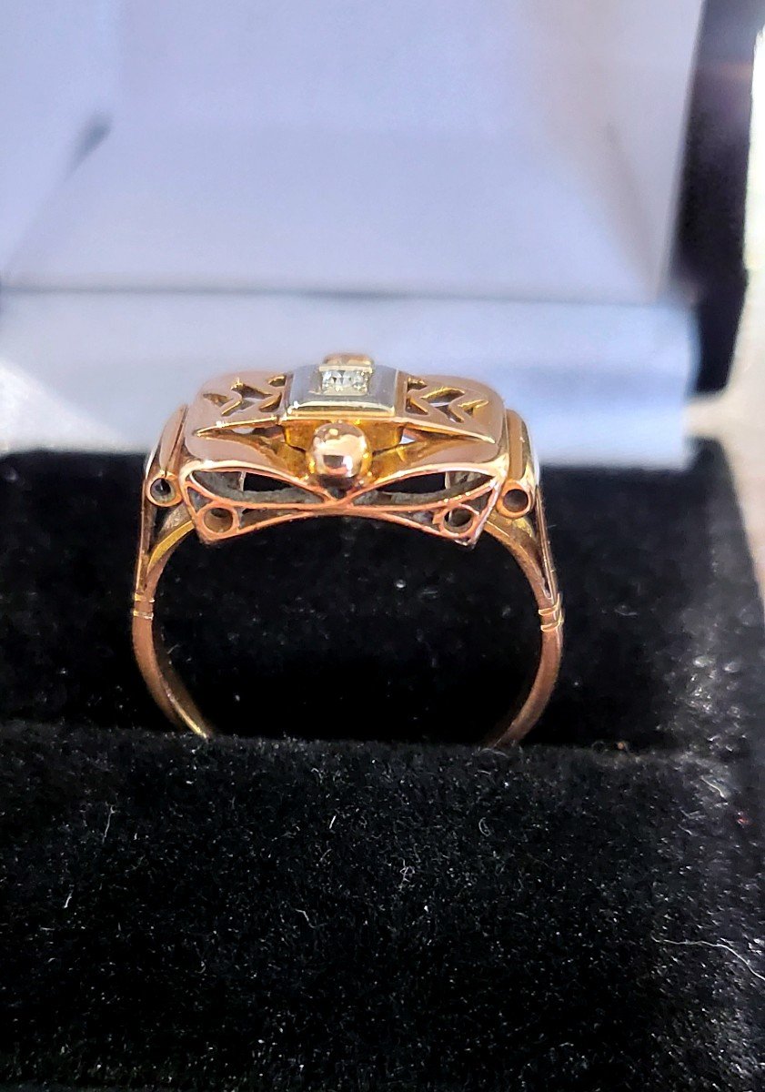 Art Deco Ring In 18ct Gold And Platinum -photo-1