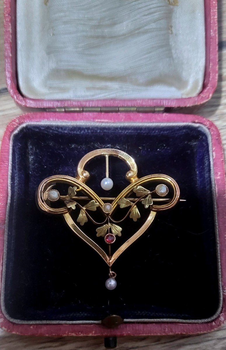 Art Nouveau - 18ct Gold Brooch / Pendant -photo-3