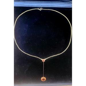 Art Deco Collier - Citrine De Madère En Or 9ct