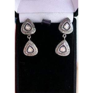 Silver And Diamond Earrings 