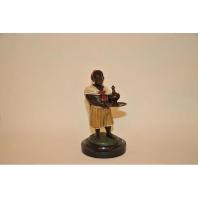 Inkwell Orientalist Bronze Patina Polychrome From 1880