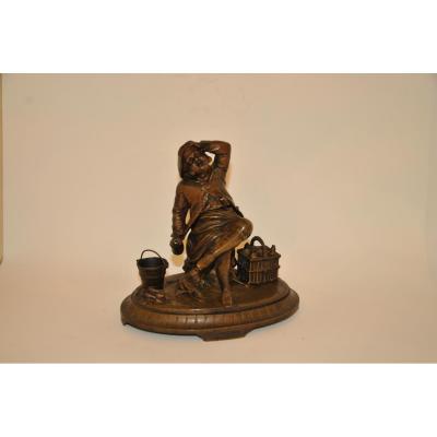 Bronze Inkwell XIX "happy Man"