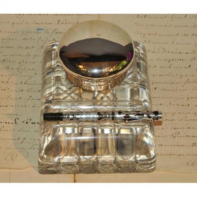 Inkwell Crystal And Sterling Silver Of 20 Years