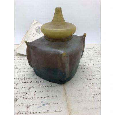 Daum Inkwell In Marmorean Pate De Verre 1900