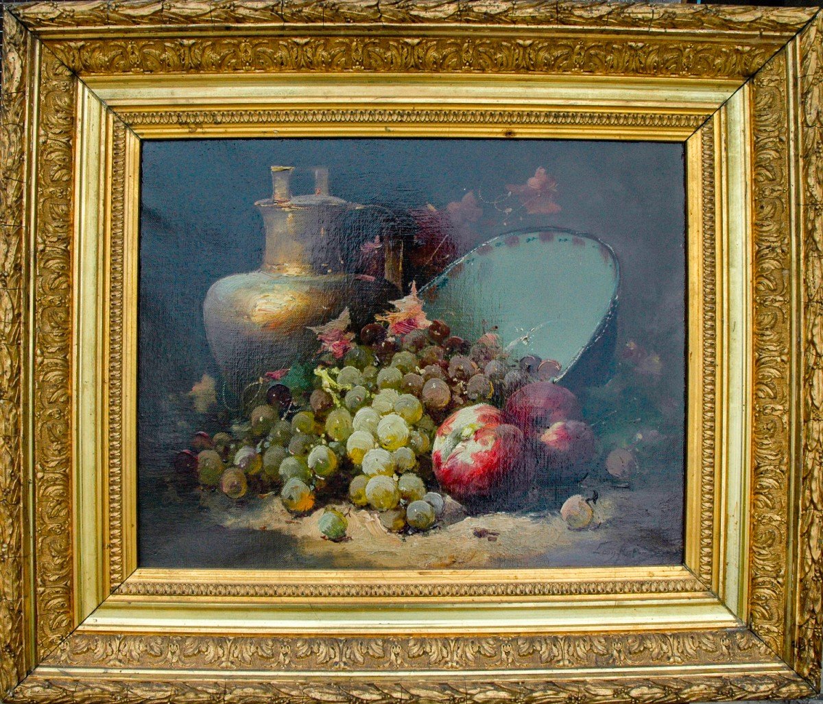 Tableau XIX Nature Morte Huile Sur Toile De Léon Charles Huber-photo-4