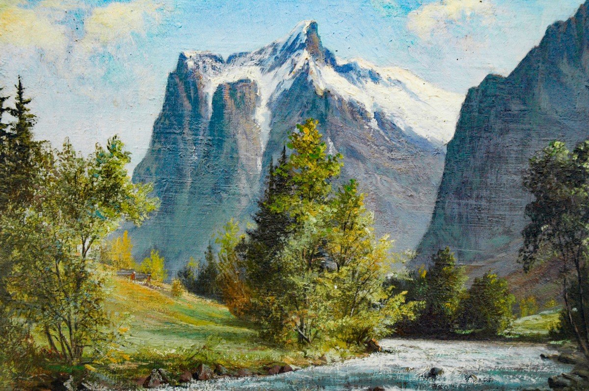 Tableau XX Paysage De Montagne Signé Fritz Brand 1915-1998-photo-4