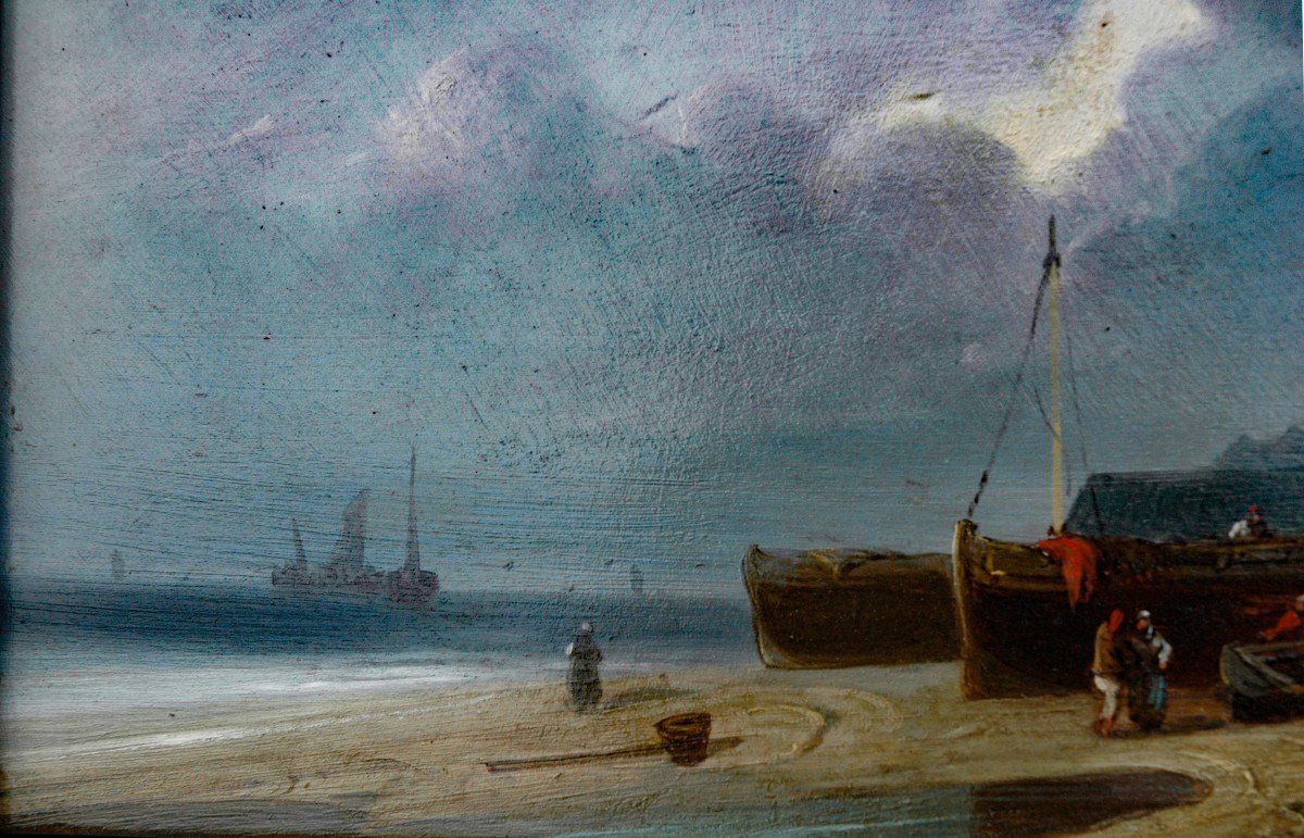 Table XIX Marine Oil On Panel By Charles Euphrasie Kuwasseg-photo-4