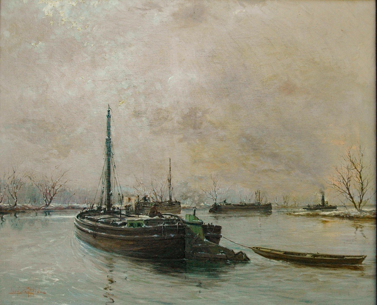 Leon Zeytline Hst 19th Century Barges-photo-4