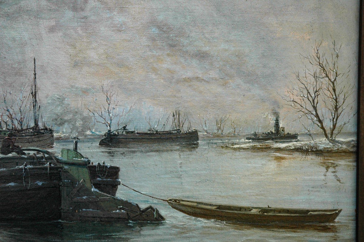 Leon Zeytline Hst 19th Century Barges-photo-5