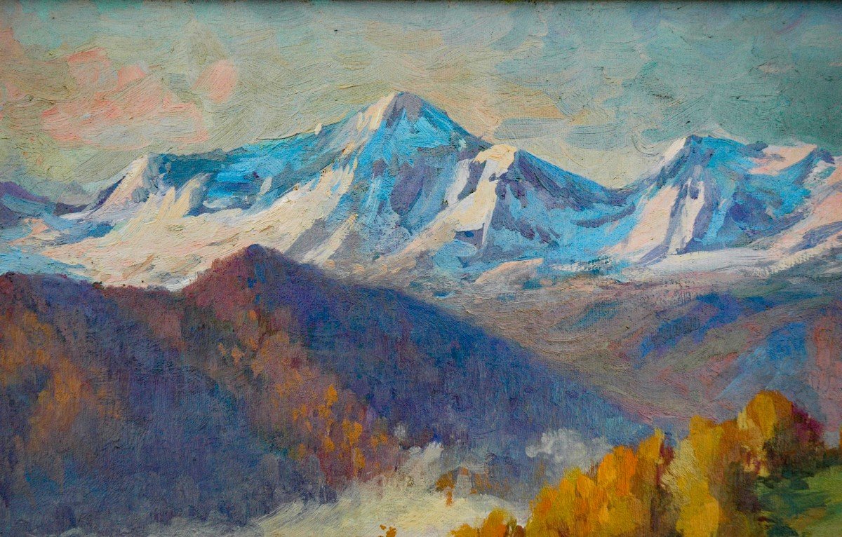 Tableau Hst Montagne Des Pyrénées De Sergueï Zaïtsev Peintre Russe-photo-2