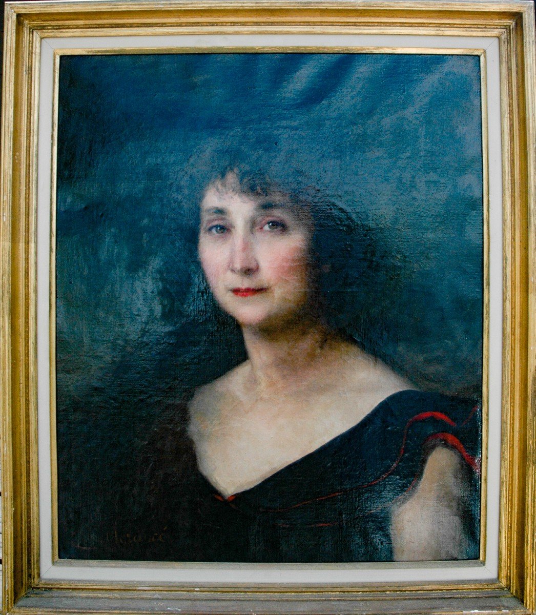 Tableau Portrait Femmexix Huile Sur Toile Signée Charles Morance-photo-3