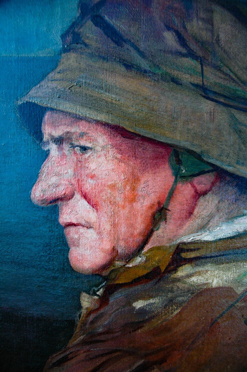 Painting End Of XIX Portrait Of A Breton Fisherman Hst-photo-4