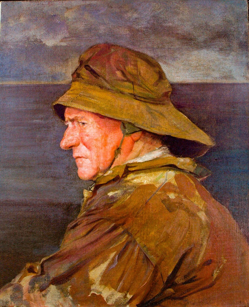 Painting End Of XIX Portrait Of A Breton Fisherman Hst-photo-1