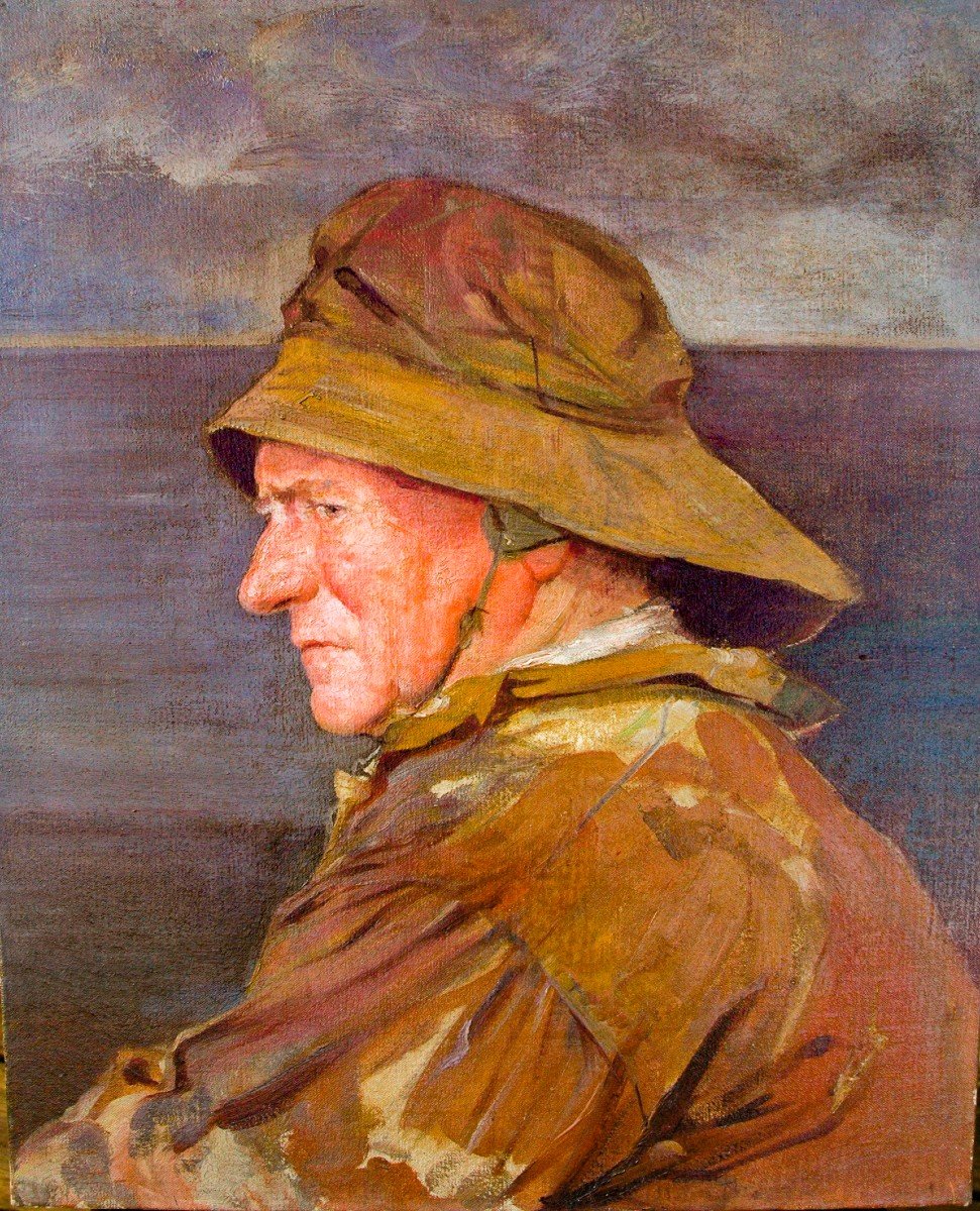 Painting End Of XIX Portrait Of A Breton Fisherman Hst