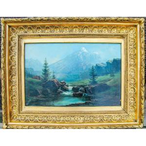 Table XIX Hst Mountain Landscape Signed Lortet