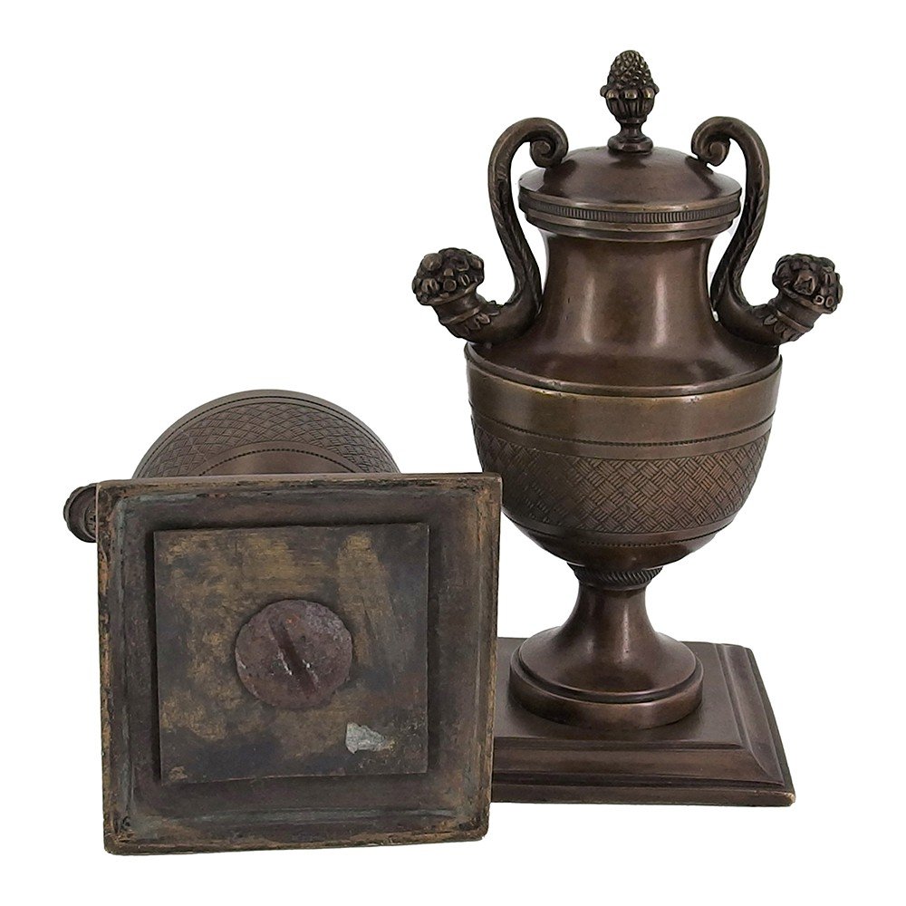 Pair Of Small Bronze Vases-photo-2