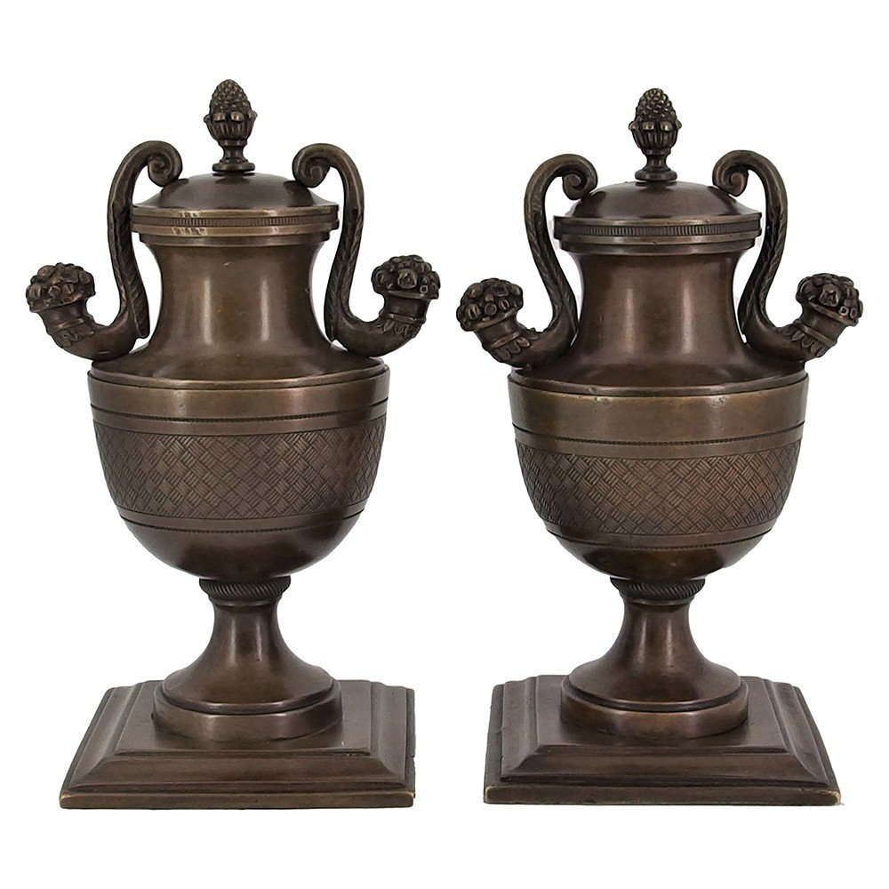Paire De Petites Vases En Bronze