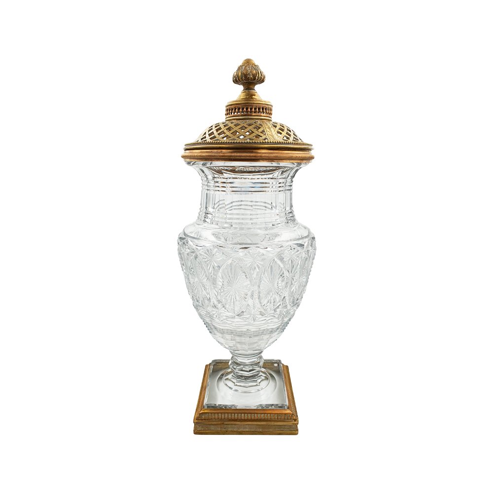 Poupouri Vase In Glass And Bronze