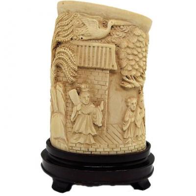 Chinese Ivory Container For Brushes