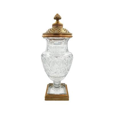 Vase Poupouri En Verre Et Bronze