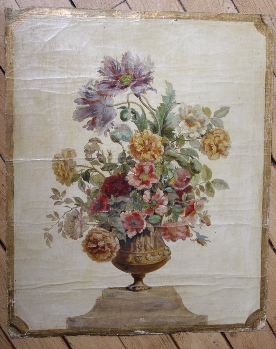 19th Century Oil On Canvas Vase Of Flowers