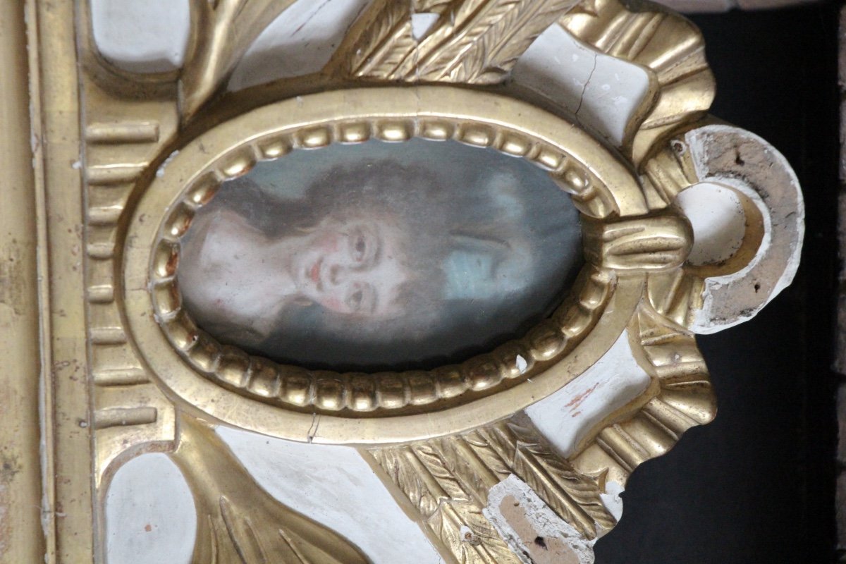 18th Century Mirror With Medallion In Pastel-photo-3