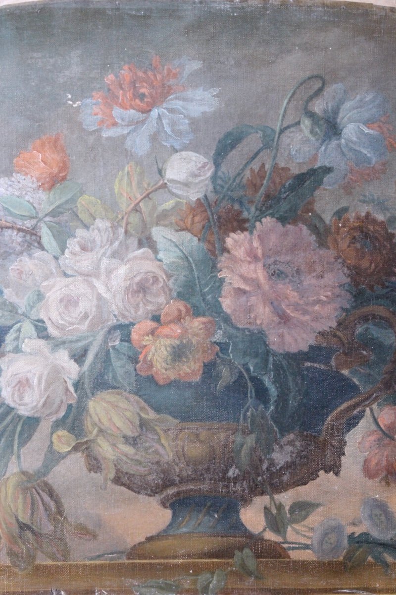 Oil On Canvas Vase Of Flowers 19th Century-photo-4