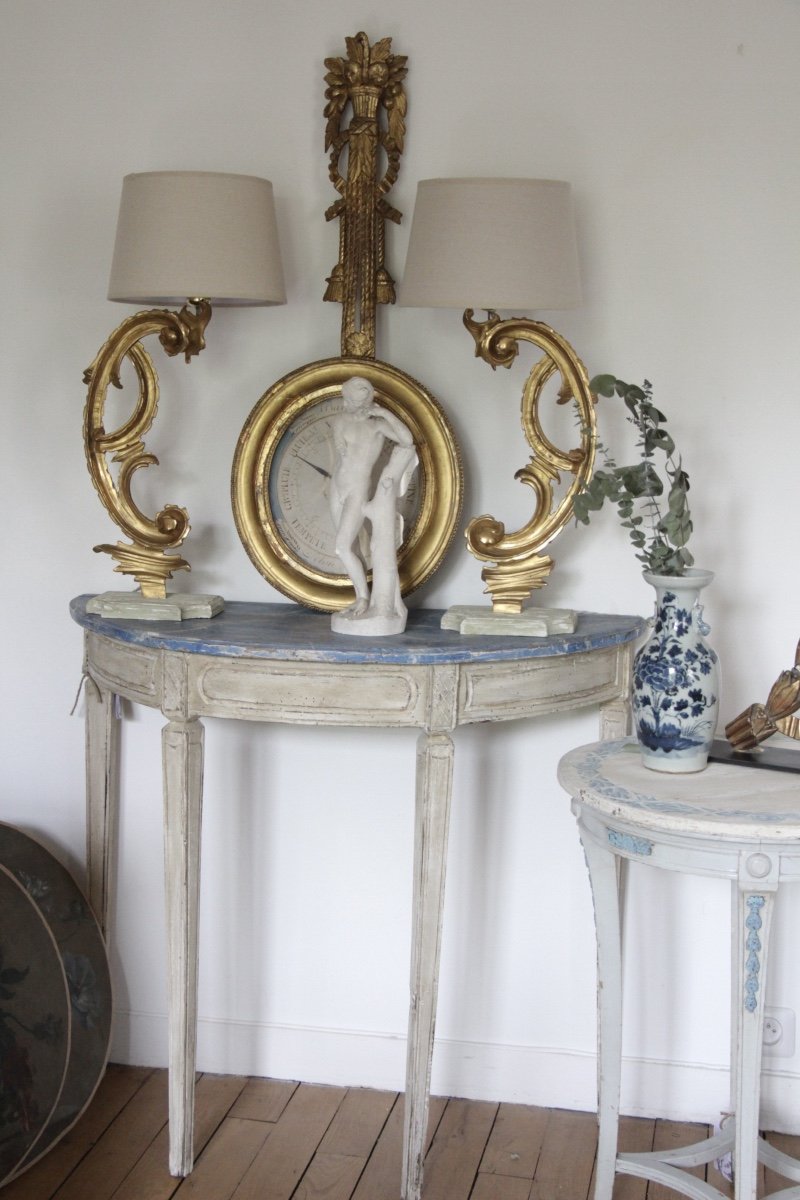 18th Century Half Moon Painted Console