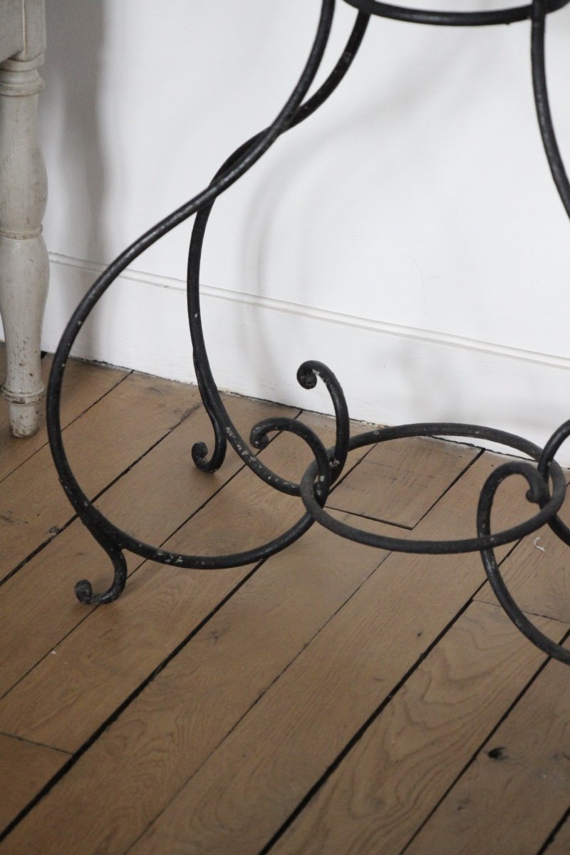 Black Cast Iron And Marble Console-photo-2