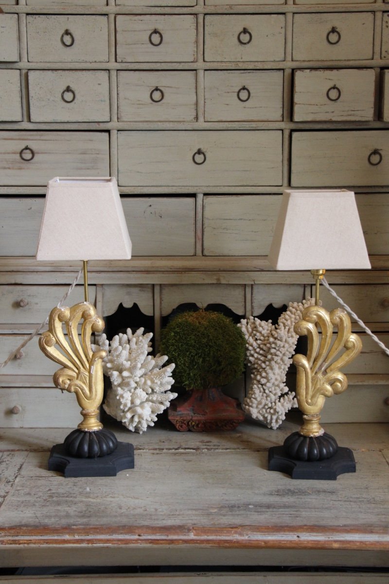 Pair Of 19th Century Woodwork Lamps