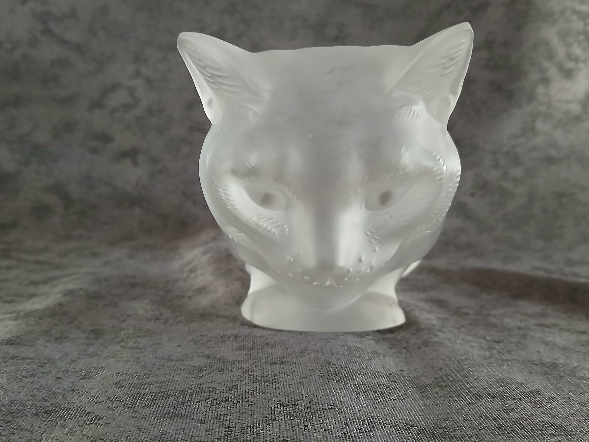 Lalique - Grand Chat couché En Cristal Dépoli - 24cm-photo-2