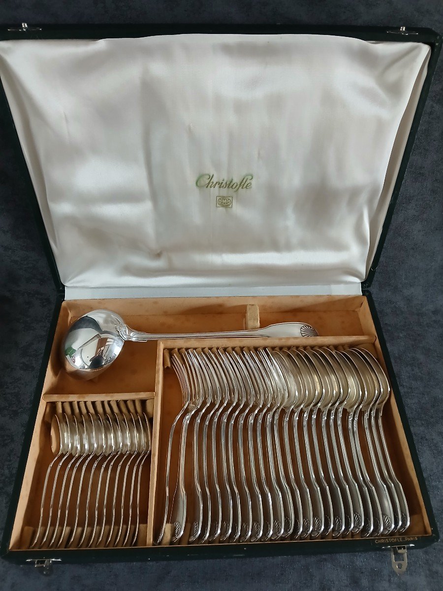 Christofle - 37-piece Cutlery Set "vendome Shell" Model-photo-3