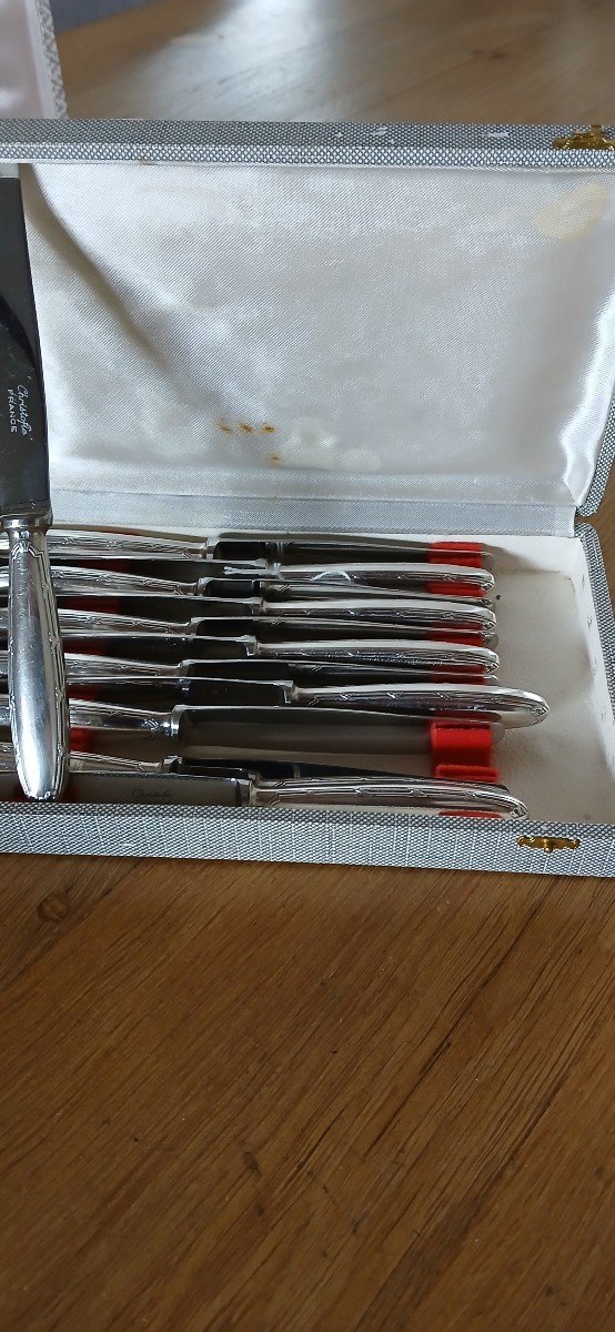 Christofle Cutlery Set Model "ruban Coisé" 61 Pieces In Box-photo-1