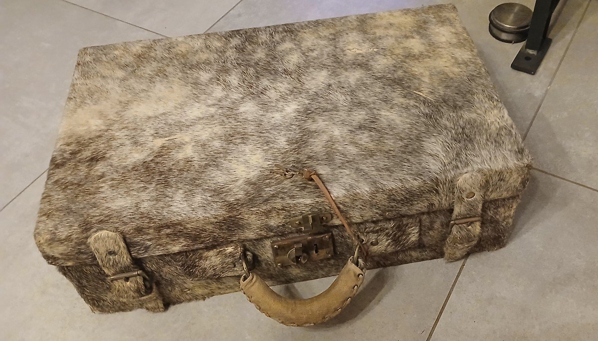 Large Leather Suitcase With Its Cover