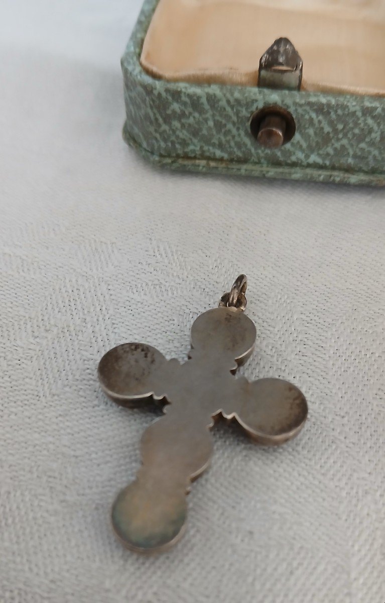 Cross Pendant In Silver And Bressans Enamels-photo-2