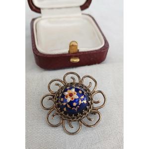 Silver And Bressans Enamel Brooch