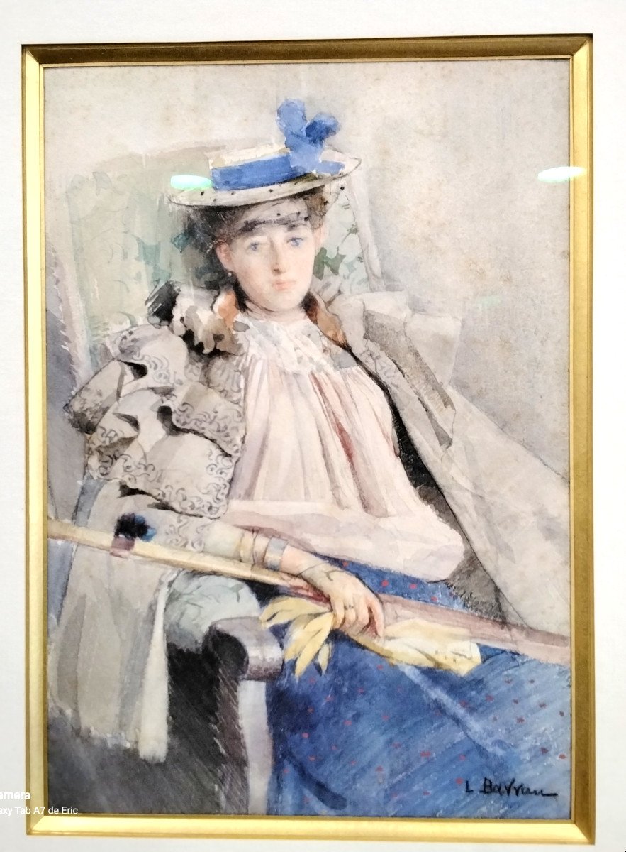 Watercolor Of Marquise In An Armchair By Laureano Barrau Bunol-photo-2