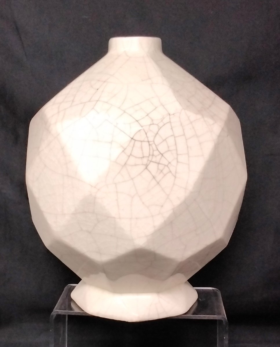 Multifaceted Art Deco Cracked Ball Vase-photo-2