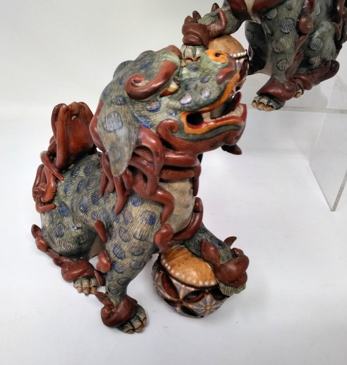 Pair Of Porcelain Fô Dogs Viet Nam Indochina-photo-2