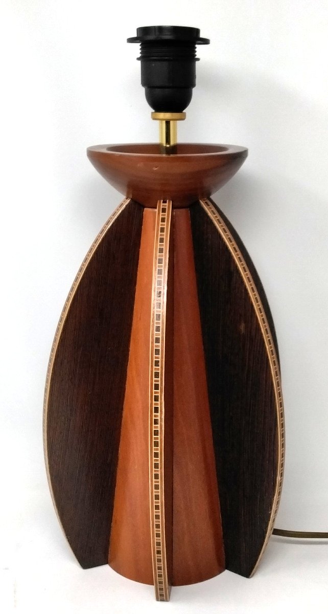 Wooden Lamp Base From Maison “le Dauphin” Vintage 1970s-photo-2