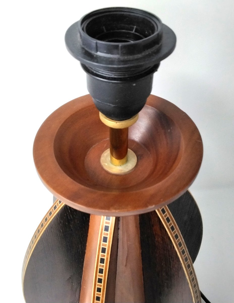 Wooden Lamp Base From Maison “le Dauphin” Vintage 1970s-photo-3