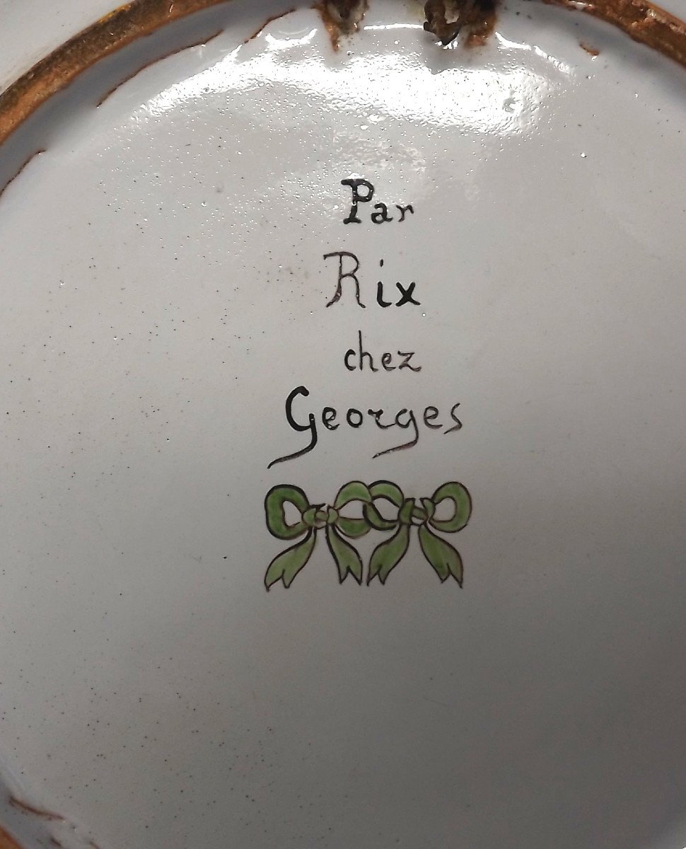 Large Nevers Earthenware Dish Decorated With Nymphs And Phoenix Coat Of Arms-photo-1